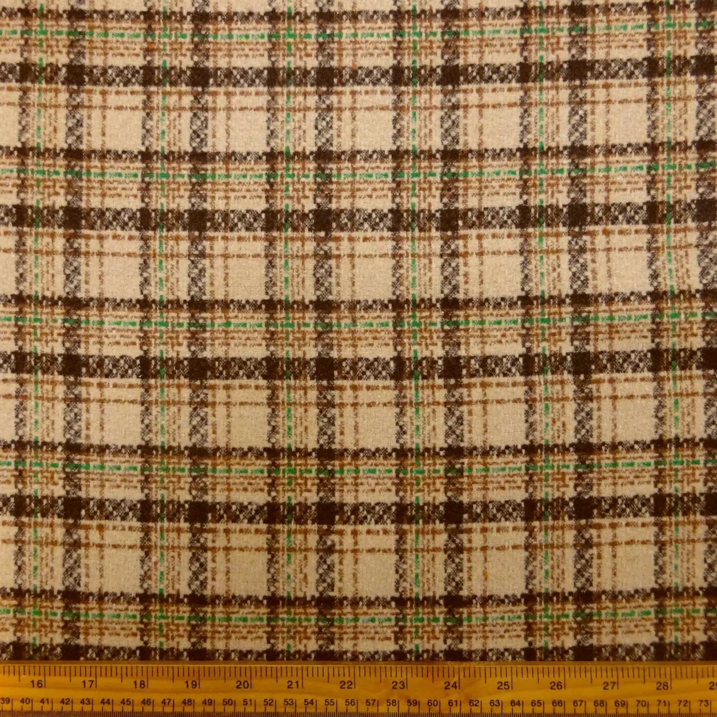 Suiting Fabric Jacketing Brushed Finish Shooting Plaid Beige Taupe