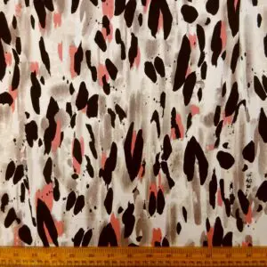 T-Shirting Fabric Marshmallow Dalmatian Cream Coral Black