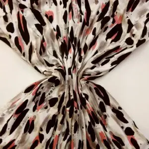 T-Shirting Fabric Marshmallow Dalmatian Cream Coral Black