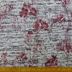 Curtain Fabric Tapestry Weight Portswood Smoke Red Grey