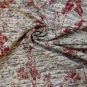 Curtain Fabric Tapestry Weight Portswood Smoke Red Grey