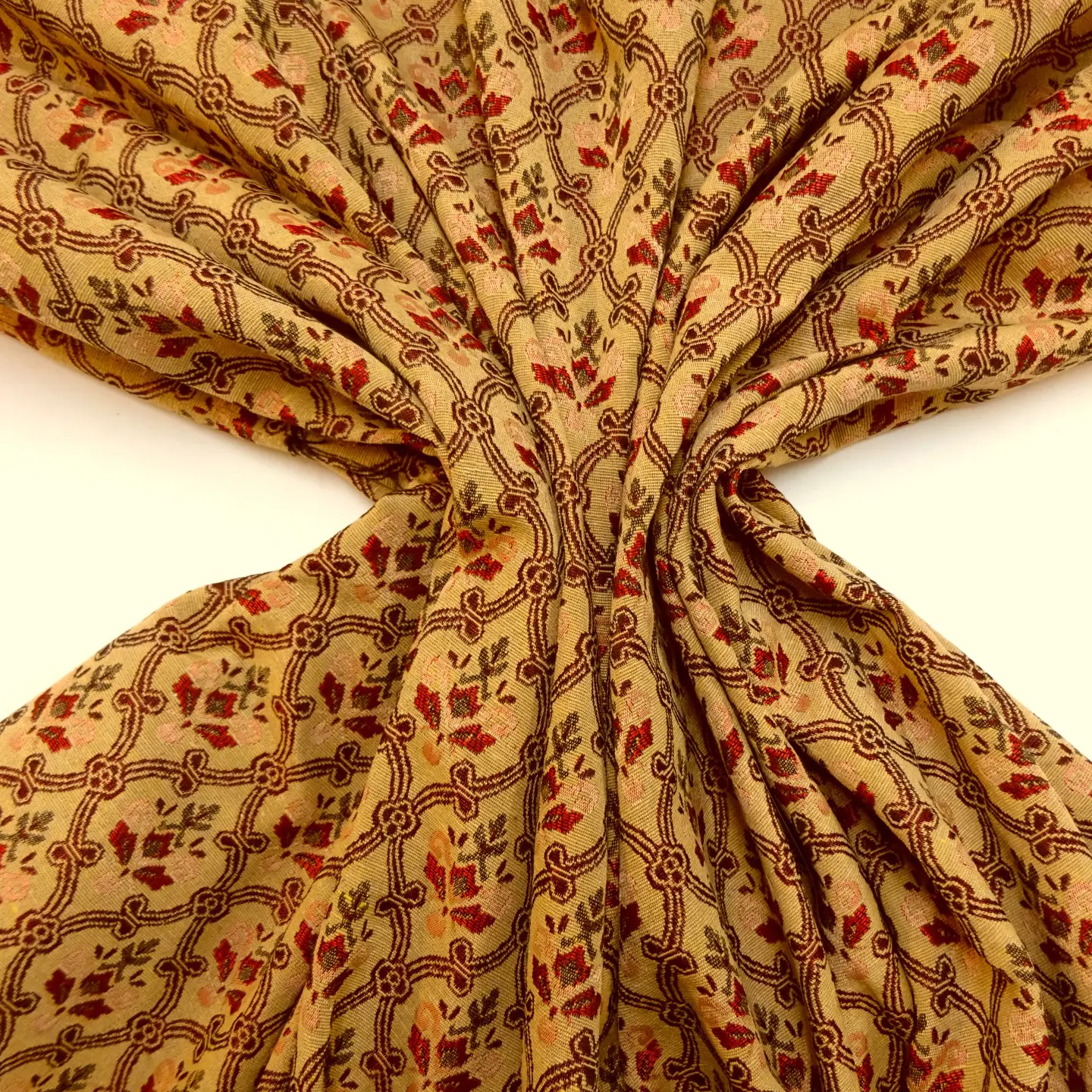 Curtain Fabric Tapestry Weight Regency Rectory Beige Red