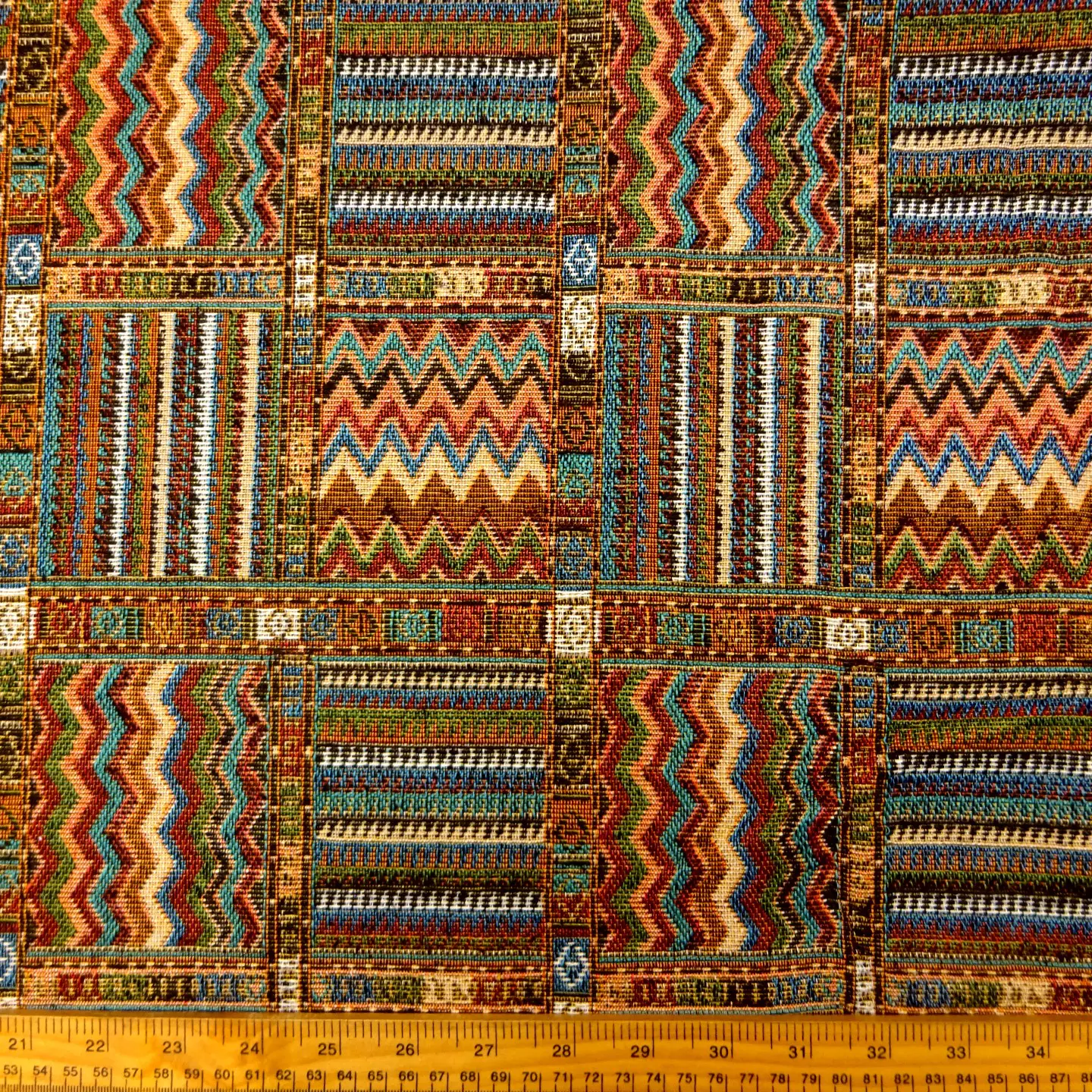 Curtain Fabric Tapestry Weight Positively Peru Copper Turquoise
