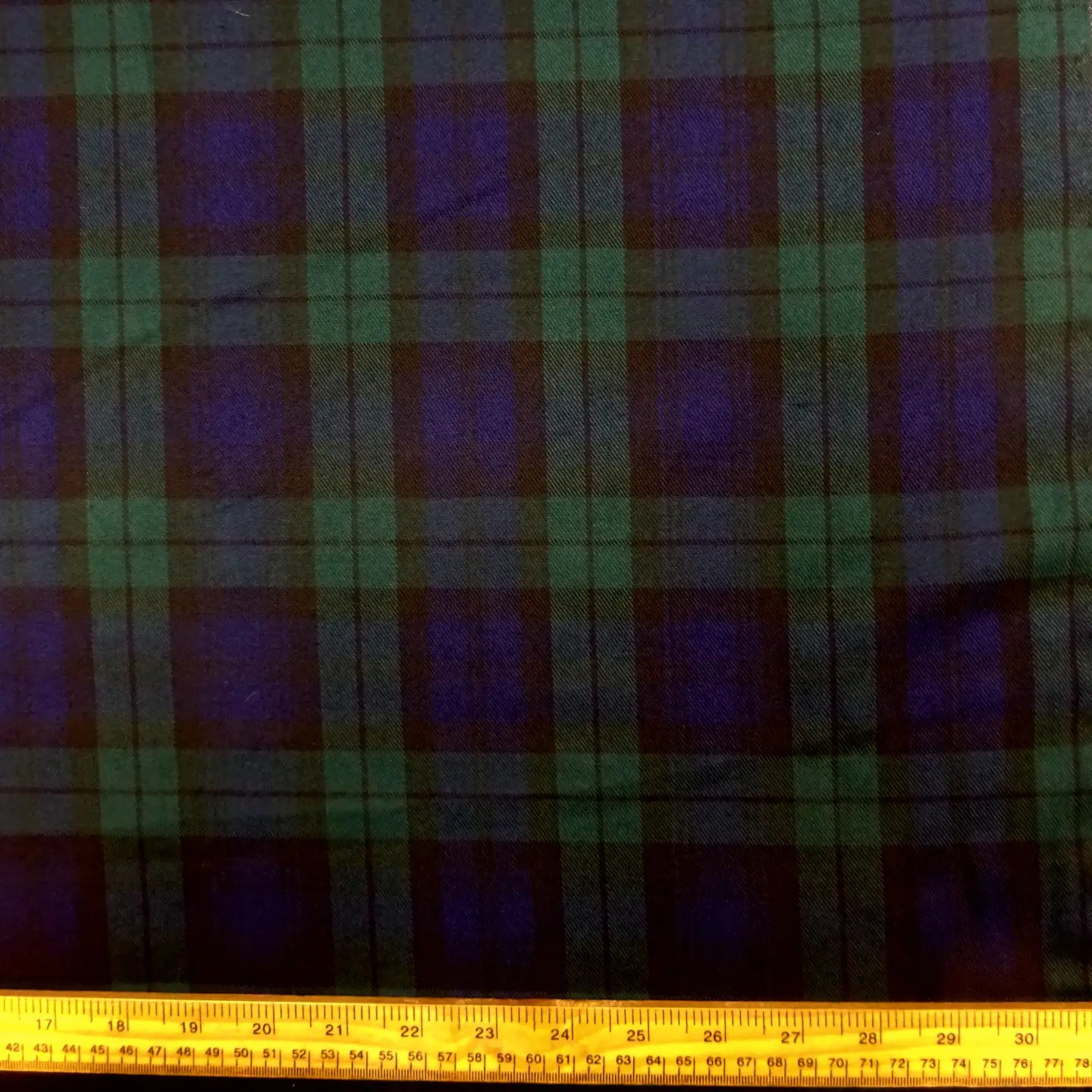 Tartan Suiting Fabric Poly Viscose Black Watch Green Navy