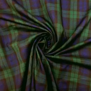 Tartan Suiting Fabric Poly Viscose Black Watch Green Navy
