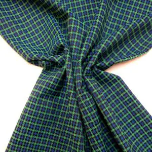 Suiting Fabric Austin Powers Check Green Blue