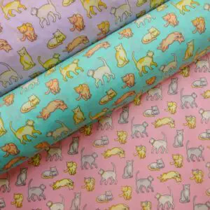 Polyester Cotton Fabric Feline Friends