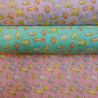 Polyester Cotton Fabric Feline Friends