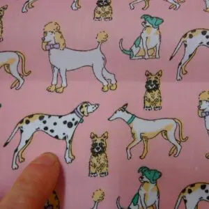 Polyester Cotton Fabric Dog Fest Pink