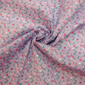 Polyester Cotton Fabric Floral Pocket Pansy Lilac