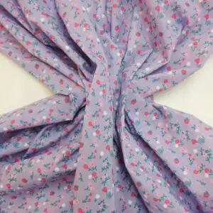 Polyester Cotton Fabric Floral Pocket Pansy Lilac