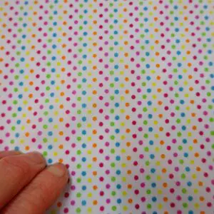 Polyester Cotton Fabric Primary Multi Diddy Spots Pink Mix