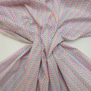 Polyester Cotton Fabric Primary Multi Diddy Spots Pink Mix