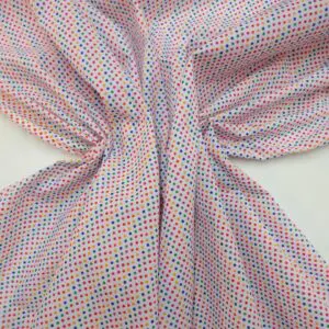 Polyester Cotton Fabric Primary Multi Diddy Spots Red Mix