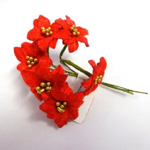 Poinsettia Flower F0003 Bunch Red