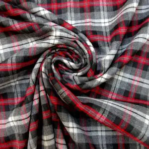 Tartan Fabric Poly Viscose Suiting Thistle Red Grey