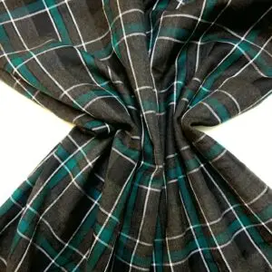Tartan Fabric Poly Viscose Suiting Whisky Jade Grey