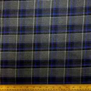 Tartan Fabric Poly Viscose Suiting Nessie Royal Grey