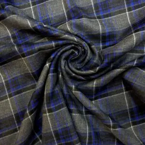 Tartan Fabric Poly Viscose Suiting Nessie Royal Grey