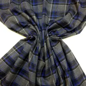 Tartan Fabric Poly Viscose Suiting Nessie Royal Grey