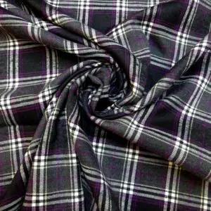 Tartan Fabric Poly Viscose Suiting Misty Purple Grey