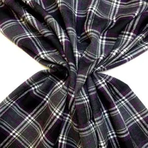 Tartan Fabric Poly Viscose Suiting Misty Purple Grey