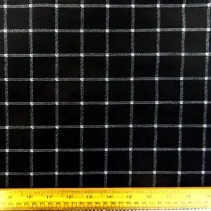 Bengaline Fabric Stretch Twill Classic Squares Black