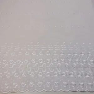 Broderie Anglais Fabric Double Bordered Cosmopolitan White