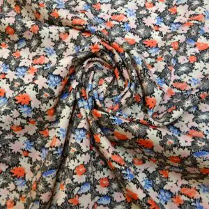 Cotton Lawn Fabric Meadow Mellow Liberty Floral Coral Blue Black