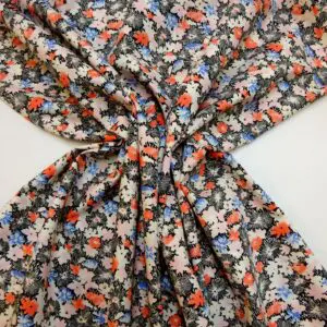 Cotton Lawn Fabric Meadow Mellow Liberty Floral Coral Blue Black