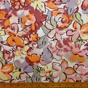 Cotton Lawn Fabric Foxglove Liberty Floral Coral Lemon Mint