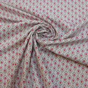 Cotton Lawn Fabric Tiggy Rose Liberty Floral White Pink