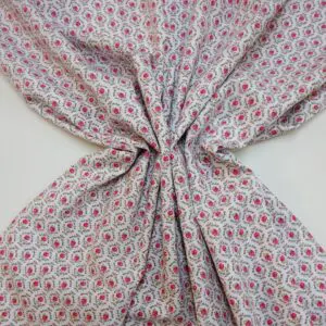 Cotton Lawn Fabric Tiggy Rose Liberty Floral White Pink