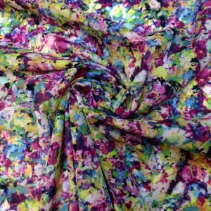 Cotton Lawn Fabric Mashed Summer Fruits Liberty Teal Puce