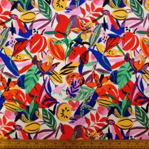 Crepe de Chine Fabric Fiesta Algarve Pink Blue Green White