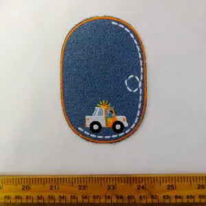 Sew On Motif Patch Police Car Light Denim