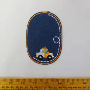 Sew On Motif Patch Police Car Dark Denim