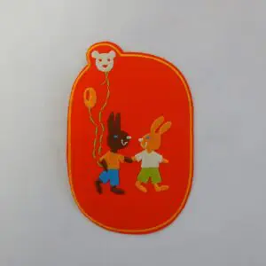 Sew On Motif Patch Bunnies Red
