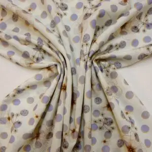 Suiting Fabric Natural Linen Floral Dandelions Cream Mauve