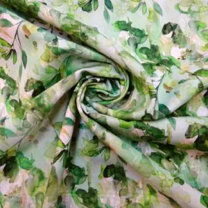 Suiting Fabric Natural Linen Floral Forest Leaf Mint Sage