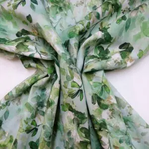 Suiting Fabric Natural Linen Floral Forest Leaf Mint Sage