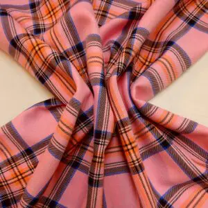 Suiting Fabric Tartan Celtic Hop Scotch Pink Coral Royal