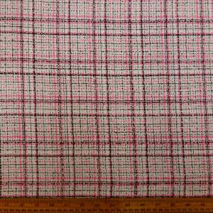 Suiting Fabric Boucle Chic Paris Pink Black Ivory