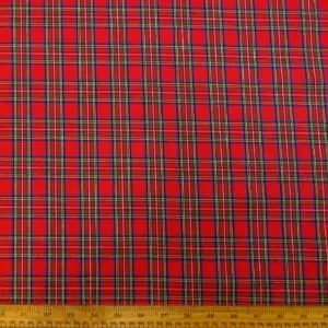 Tartan Fabric Cotton Stewart Bonnie Red