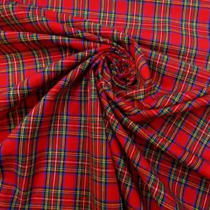 Tartan Fabric Cotton Stewart Bonnie Red