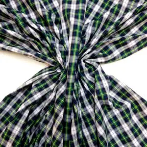 Tartan Fabric Cotton Gordon Bennett Navy Green