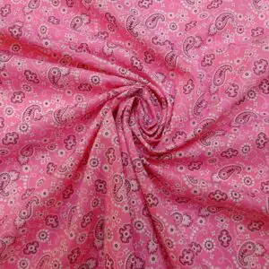 Cotton Poplin Fabric Bandana Print Pink
