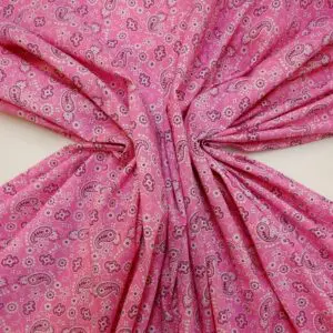 Cotton Poplin Fabric Bandana Print Pink