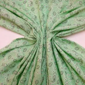 Cotton Poplin Fabric Bandana Print Mint