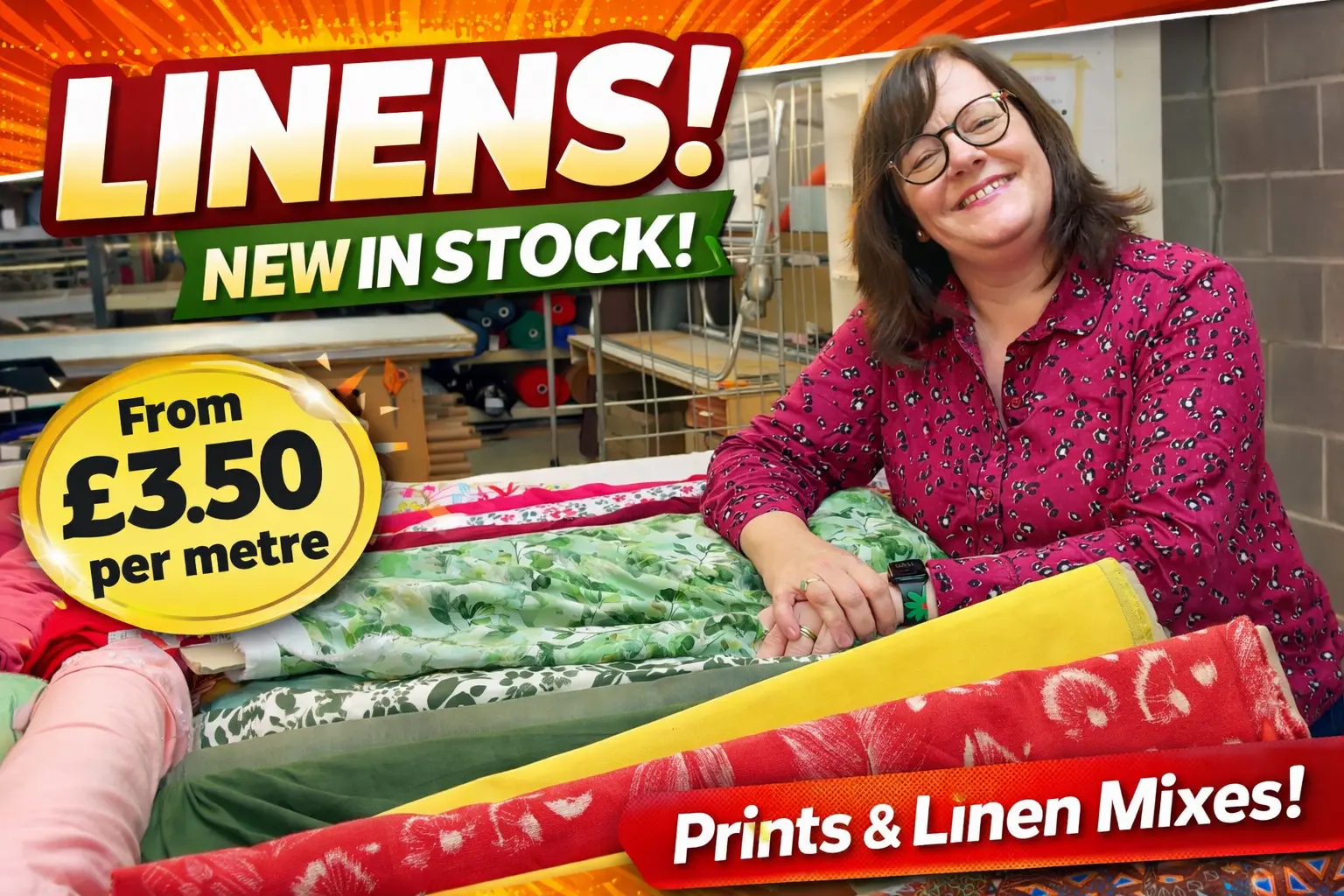 Linens & Linen Mixes from £3-1.50 per metre